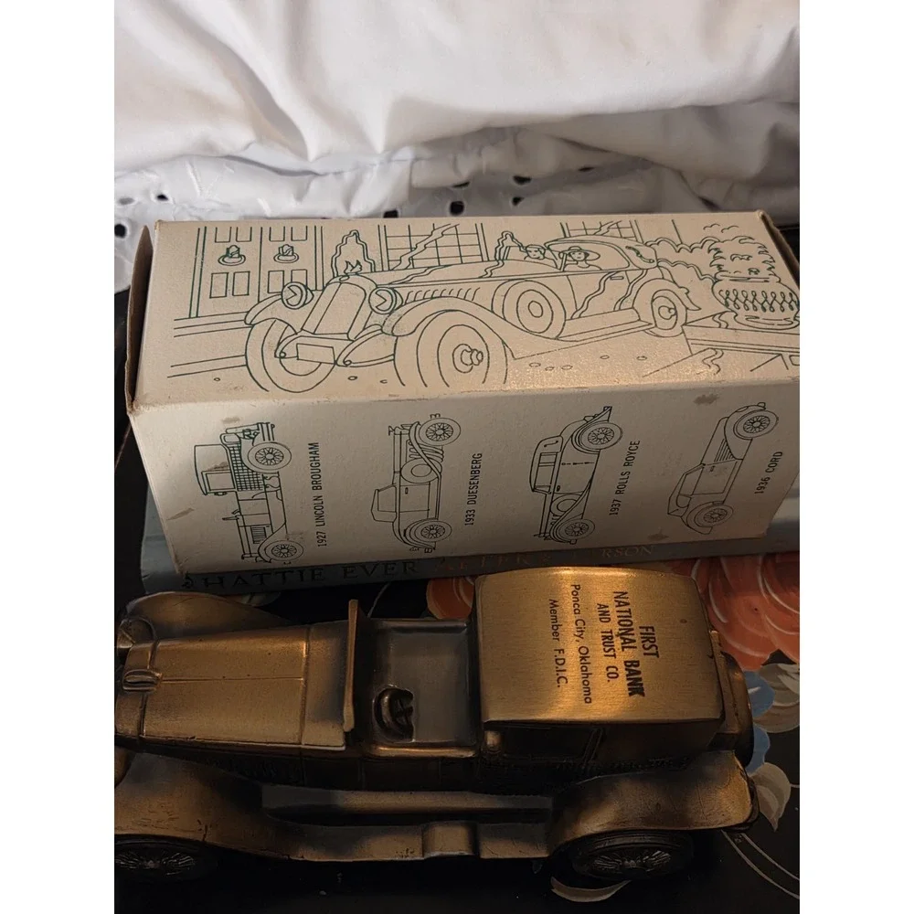 1927 Lincoln Brougham Coin Bank Antique Autos Original Box Vintage